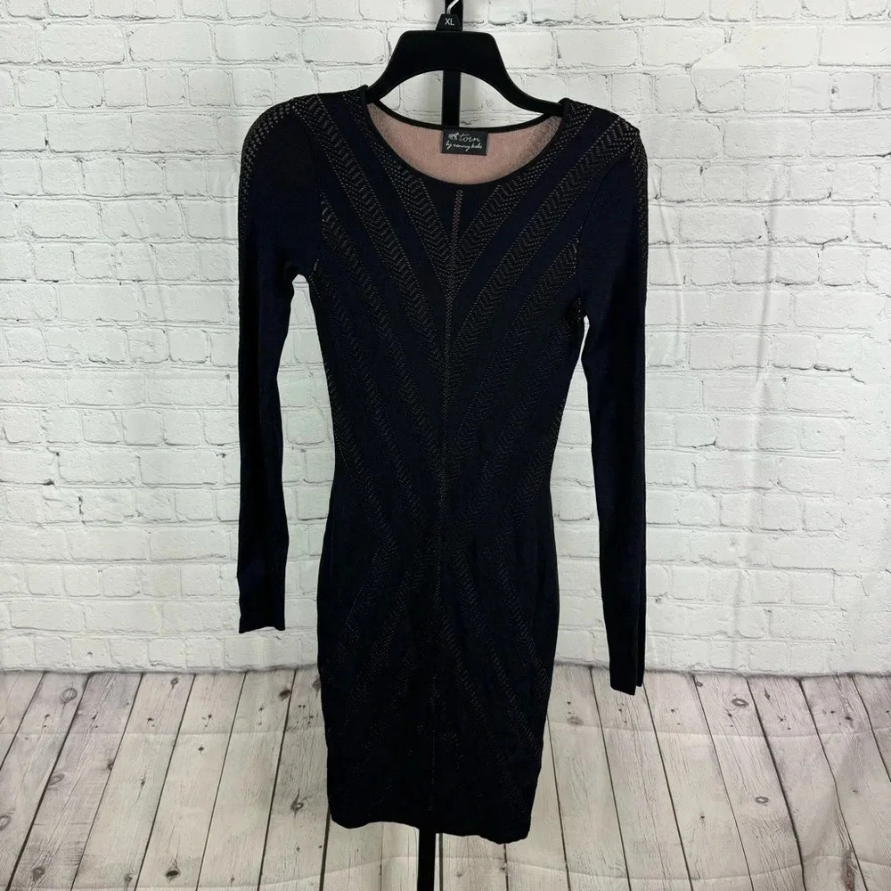 Torn by Ronny Kobo Black Bodycon Knitted Dress Size XS